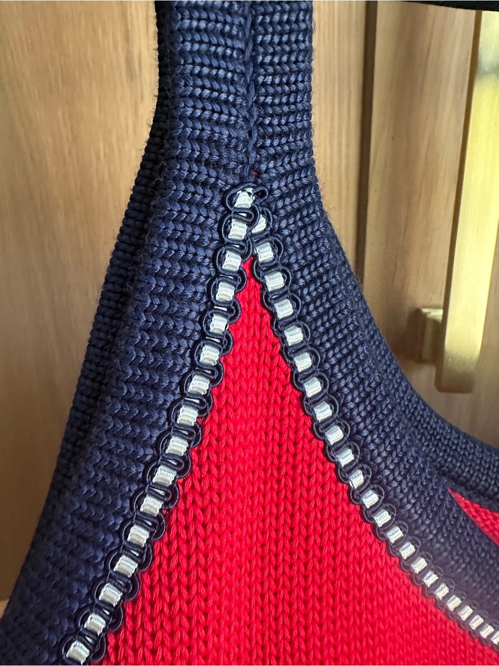 Ralph Lauren Red Knit Tank with Navy Trim - Picture 4 of 7